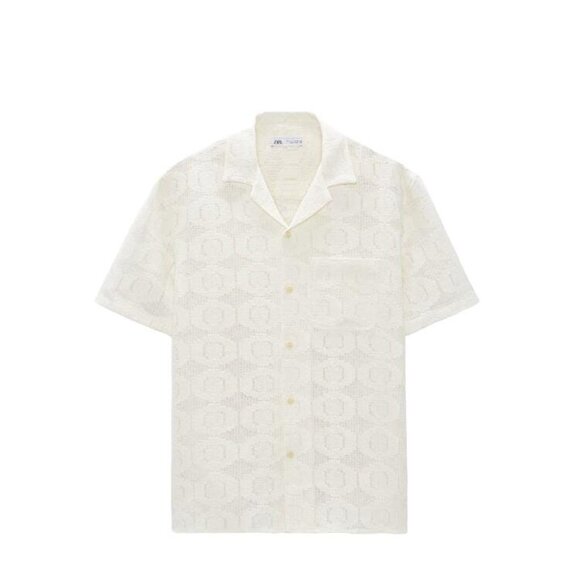 ZARA PATCHWORK CROCHE SHIRT ECRU SIZE S  1300/042/712 - Picture 1 of 4